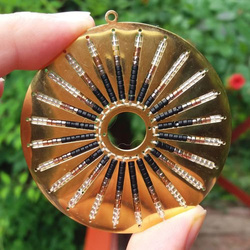 Steel base for beads, gold-plated, round 6.0cm, 1 piece