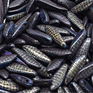 Laser Etched Dagger 5x16mm Jet AB Cracks, 10 pcs