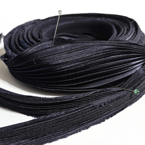 Shibori silk ribbon - Black, 10cm