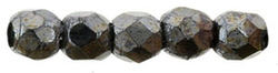 Fire Polish 2mm: Hematite, 40 pcs