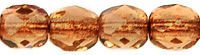 Fire Polish 4mm: Smoky Topaz - Copper-Lined, 40 szt.