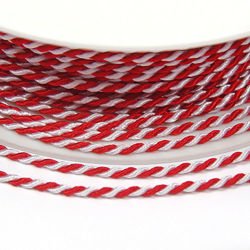 Sznurek skręcany 3,5 mm - biało-czerwony