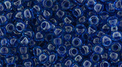 TOHO Round 8/0: TR-08-1074 Inside-Color Crystal/Deep Blue-Lined, 10 g