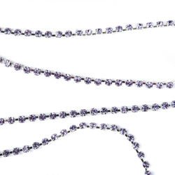 Taśma z kryształkami Preciosa ss 8,5 (~2,5 mm) Violet / silver 10cm